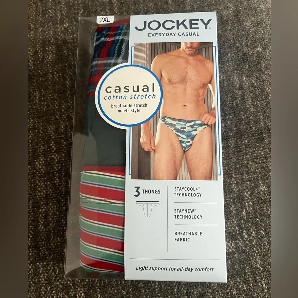 NWT Jockey Casual Cotton Stretch Thong - 3 Pack